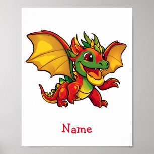 Poster Bébé mignon Dragon Nom personnalisé