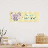 Poster Bébé mignon éléphant Anniversaire ou bannière de f (Cuisine)