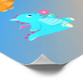 Poster Bébé mignon et coloré Dragons Motif (Coin)