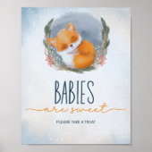 Poster Bébé mignon Fox neige hiver Les bébés sont doux (Devant)