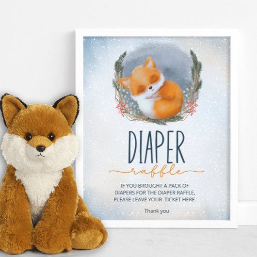 Poster Bébé mignon Fox neige hiver tombole de couche d'hi