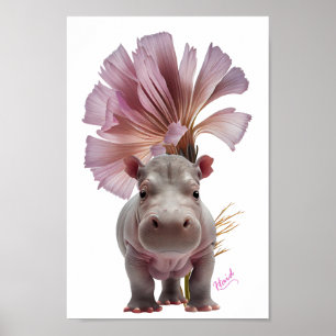 Poster Bébé mignon Hippo - AI