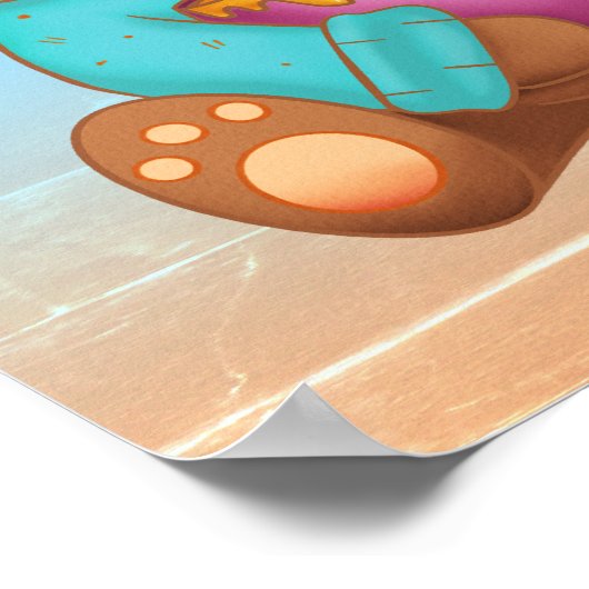 Poster Bébé mignon Ours manger du miel Nom et message de  (Coin)