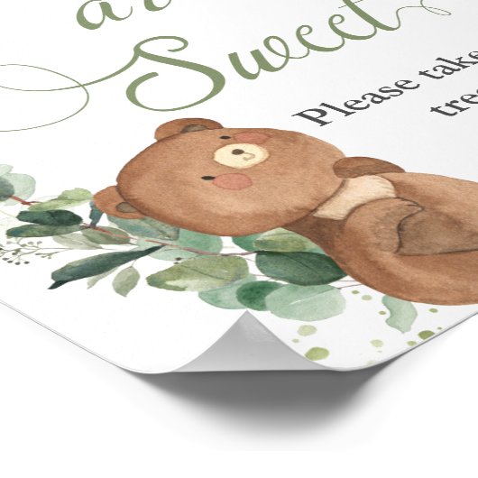 Poster Bébé mignon Ours vert Bébé sont doux Traiteur (Coin)