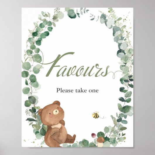 Poster Bébé mignon Ours Vert Faveurs S'Il Vous Plaît Pren (Devant)