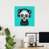 Poster Bébé mignon Panda portant un casque (Bureau à domicile)