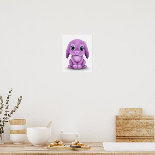 Poster Bébé mignon pourpre sur blanc (Cuisine)