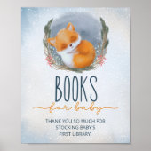 Poster Bébé mignon renard neige livres d'hiver pour bébé (Devant)