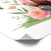 Poster Bébé mignon vache Highland avec fleurs (Coin)