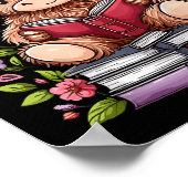 Poster Bébé mignon vache Highland avec livre de lecture v (Coin)