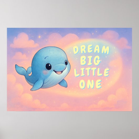 Poster Bébé mignonne baleine avec devis personnalisé, pép (Devant)