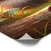 Poster Bébé mou Raccoon avec baies rouges - Forêt de bois (Coin)