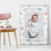 Poster BÉBÉ NAISSANCE Bonjour Pastel Pois