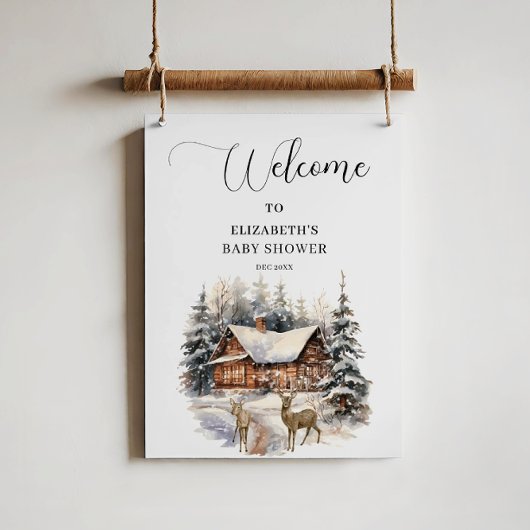 Poster Bébé neige d'hiver Il fait froid dehors Bienvenue