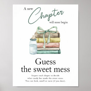 Poster Bébé nouveau chapitre Baby shower - Devinez le dou