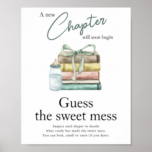 Poster Bébé nouveau chapitre Baby shower - Devinez le dou (Devant)