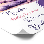 Poster Bébé ours dormant violet Galaxy Baby shower fille (Coin)