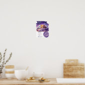 Poster Bébé ours dormant violet Galaxy Baby shower fille (Cuisine)