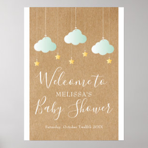 Poster Bébé paillettes Baby Shower / Bienvenue