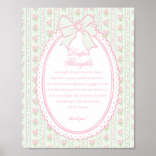 Poster Bébé Pensées de Couches Florales Fantaisie Vintage