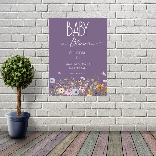 Poster Bébé pourpre fleur sauvage dans le Baby shower en 