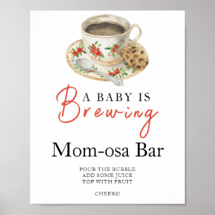 Poster Bébé prépare du café Baby shower Momosa bar