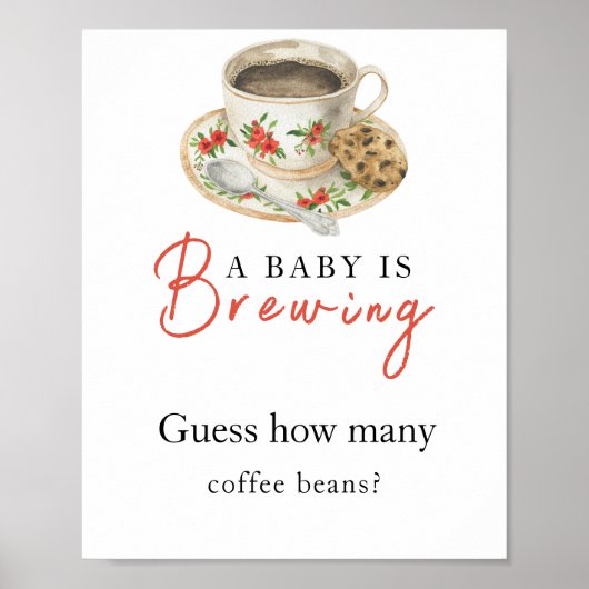 Poster Bébé prépare du café Combien de grains de café (Devant)