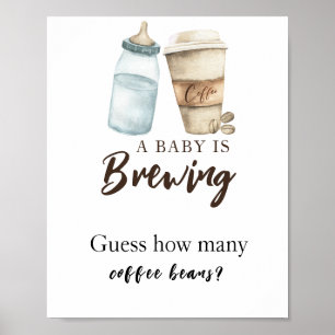 Poster Bébé prépare du café Combien de grains de café