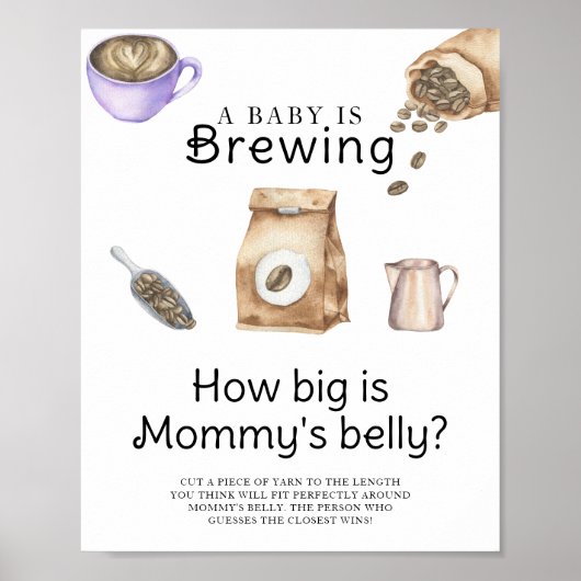 Poster Bébé prépare du café. Quelle est la taille du vent (Devant)