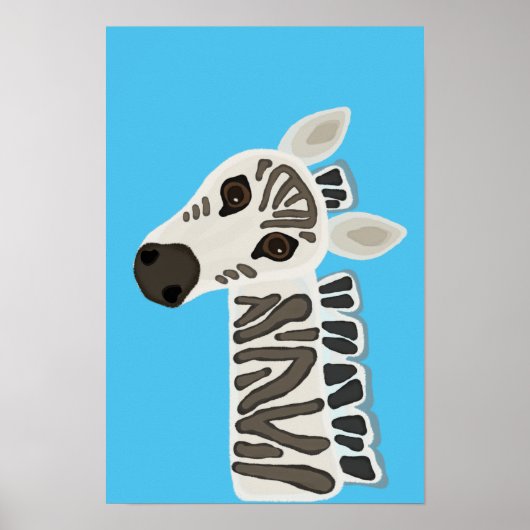 Poster Bébé primitif mignon Zebra Cartoon Safari Animal (Devant)