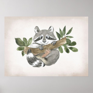 Poster Bébé Raton Laveur Amoureux de Raton Laveur Art de