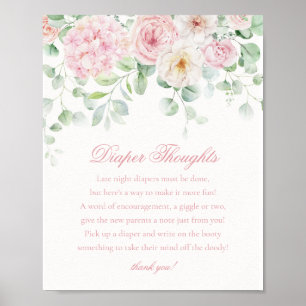 Poster Bébé rose floral en fleur couche réflexion Douche