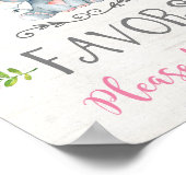 Poster Bébé rose floral Faveurs des éléphants fille des s (Coin)