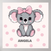 Poster Bébé rose Koala Ours (Devant)