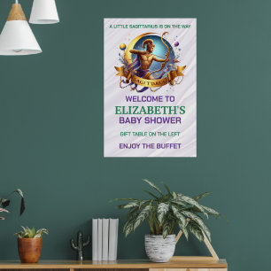Poster Bébé Sagittaire Fleur de Lavande et Verte Shower d