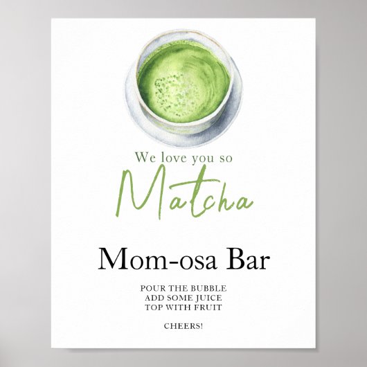 Poster Bébé shower matcha latte Momosa bar  (Devant)