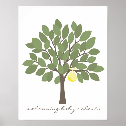Poster Bébé Signature Arbre - Jaune (Devant)