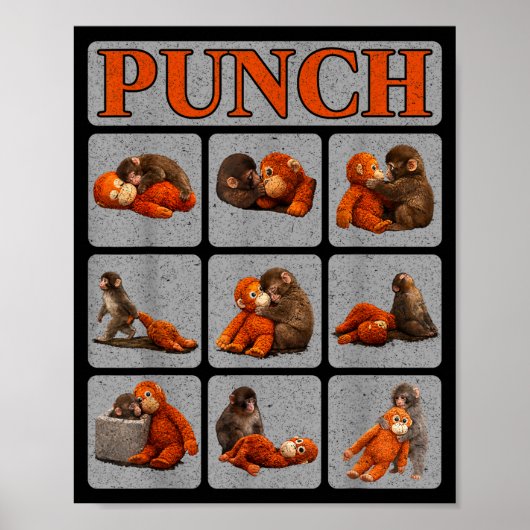 Poster Bébé singe mignon nommé punch shirt punch monkeyCu (Devant)