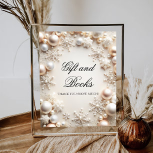 Poster Bébé son livre cadeau froid à l'extérieur Baby sho