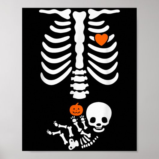 Poster Bébé squelette d'Halloween Cage thoracique Citroui (Devant)