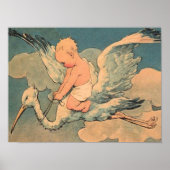 Poster Bébé sur une cigogne (Devant)
