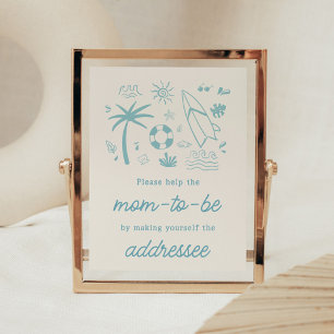 Poster Bébé Surf Bleu à bord Enveloppe Station