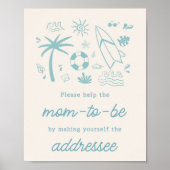 Poster Bébé Surf Bleu à bord Enveloppe Station (Devant)