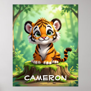 Poster Bébé Tigre Art de nurserie de dessin animé migno