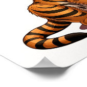 Poster Bébé tigre mignon assis sur un fond blanc (Coin)