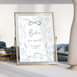 Poster Bébé Toile de Jouy Shower Bébés sont Mignons