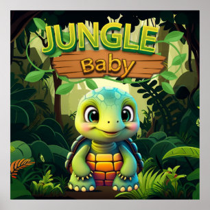 Poster Bébé Tortue, Caractère d'Animal Tortue Boîte Migno