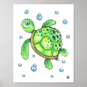 Poster Bébé tortue de mer adorable