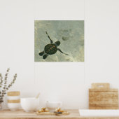 Poster Bébé Tortue De Mer Se Baignant Dans La Mer (Cuisine)