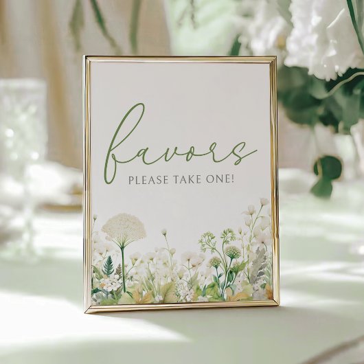 Poster Bébé Vert En Fleur Fleur sauvage Douche Faveur Sig